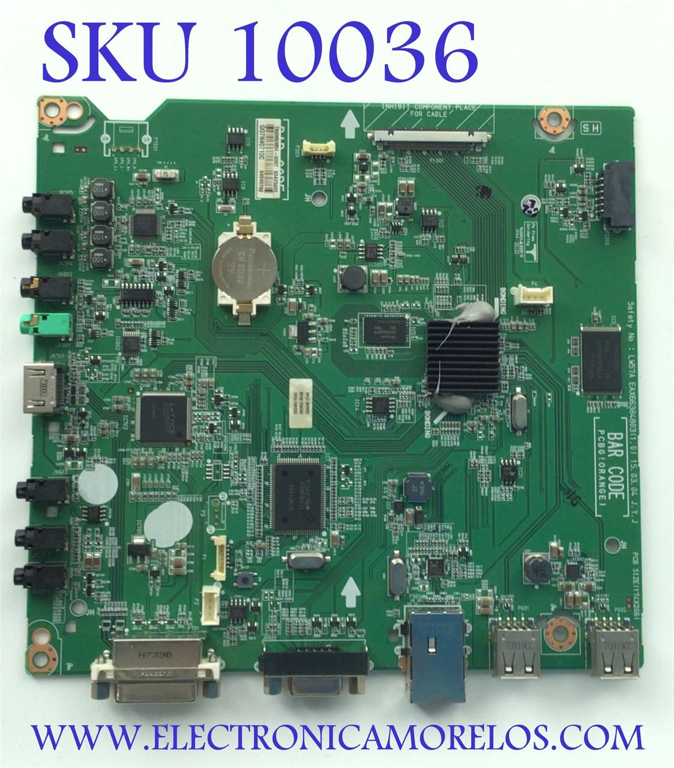 MAIN PARA MONITOR LG / NUMERO DE PARTE 63425002 / EAX66384803 / NUMERO DE PANEL LD550EUE (FH)(B1 / MODELO 55SL5B